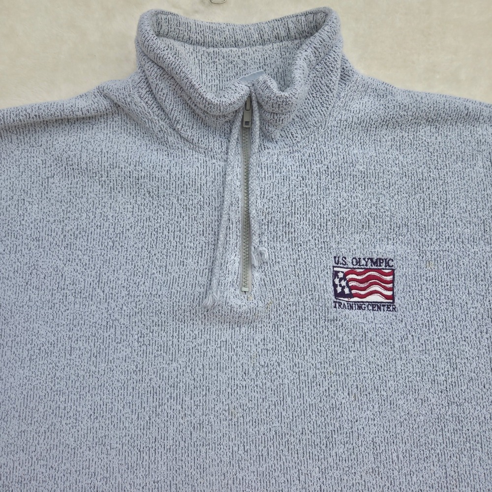 U.S. Olympic Training Center Pullover Mens XL Gray Cotton Blend 1/4 Zip Sweater